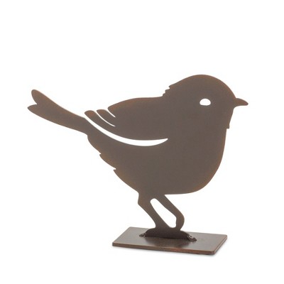 Rustic Brown Metal Cut-Out Bird Figurines Set