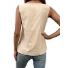 Women's Beige Asymmetric Collar Top, Sleeveless Button-Detail Summer Blouse - 2 of 4