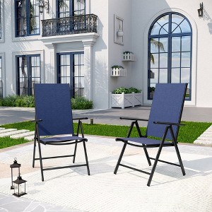 Captiva Designs Outdoor Pre-assembled Aluminum & Steel Frame Textilene Reclining Foldable Chairs, Set of 4 - 1 of 4