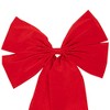 Northlight 4-Loop Velveteen Christmas Bow Decoration - 18" x 30" - Red - 3 of 4