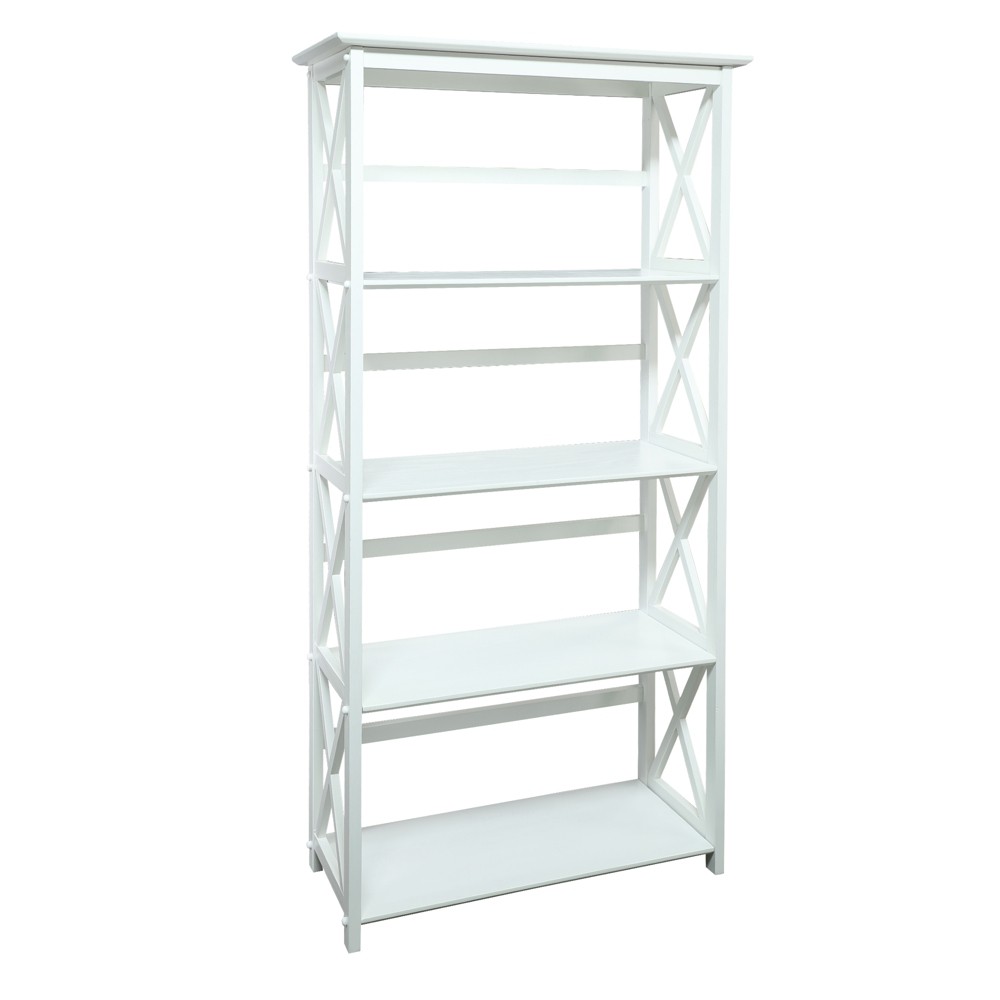 Photos - Garden & Outdoor Decoration 63" Montego 5 Shelf Bookcase White - Flora Home: Solid Wood, Wall Mount Hardware Included