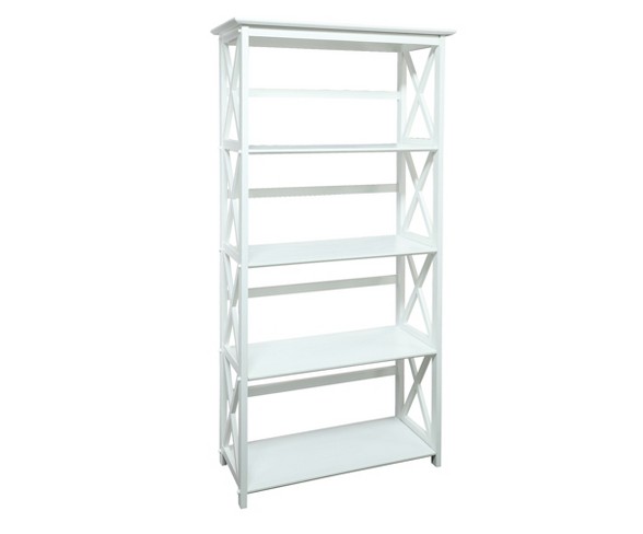 63" Montego 5 Shelf Bookcase White - Flora Home