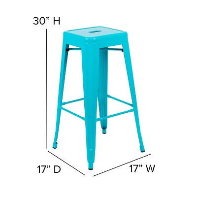 Teal 46'' Industrial Metal Backless Barstool - Set of 4