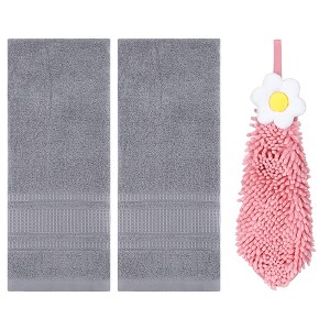 REGALWOVEN 3 Pcs Solid Soft Absorbent Hand Towels for Bathroom - 1 of 4