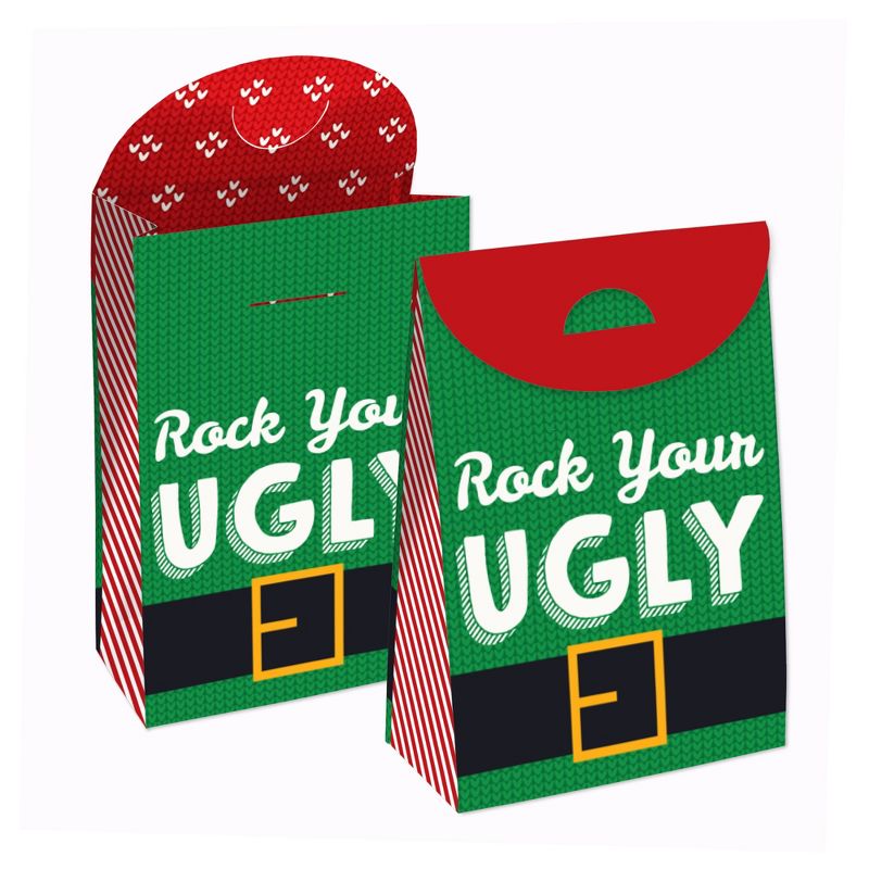 Big Dot of Happiness Ugly Sweater - Holiday and Christmas Gift Favor Bags - Party Goodie Boxes - Set of 12, 1 of 9