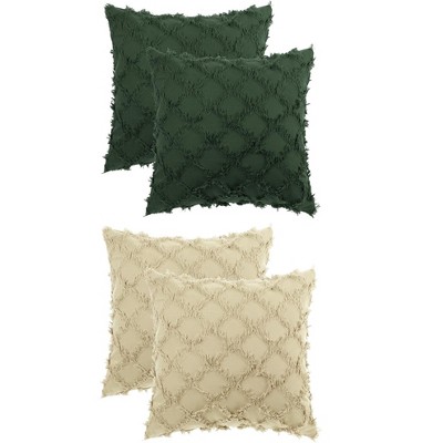 Unique Bargains Decorative Cozy Solid Color Cut Flower Checkered Throw Pillow Covers 4 Pcs