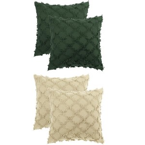Unique Bargains Decorative Cozy Solid Color Cut Flower Checkered Throw Pillow Covers 4 Pcs - 1 of 4