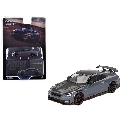 2024 Nissan GT-R Nismo (R35) Stealth Gray with Carbon Hood and Top Limited Edition 1/64 Diecast Model Car by Mini GT