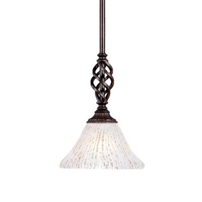 Toltec Lighting Elegante 1 - Light Pendant in  Dark Granite with 7" Frosted Crystal Shade