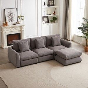 TIRAMISUBEST Modular Sofa with Free Combination Ottoman, Sleeper Chaise Lounge Couch with 3 Pillows - 1 of 4