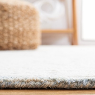 Handmade Blue Wool Abstract Tufted 6' x 6' Square Rug