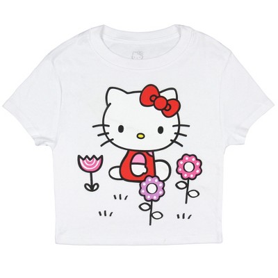 Sanrio Hello Kitty Women's Kitty Flower Garden Cropped Crewneck T-Shirt