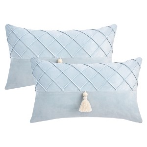REGALWOVEN Diamond Pattern with Tassel Boho Soft Decorative Pillow Cases 2 Pcs - 1 of 4