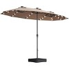 Sevobal Patio Umbrellas Large Double-Sided Rectangular Outdoor Twin Patio Market Umbrella With Light And Base, Taupe, 180"*180"*80.4" - 2 of 4