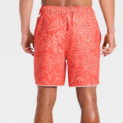 Goodfellow & Co Men's 7" Vacation Collection Paisley Print Swim Trunks - Goodfellow & Co™ Coral Red Paisley L — фото 2