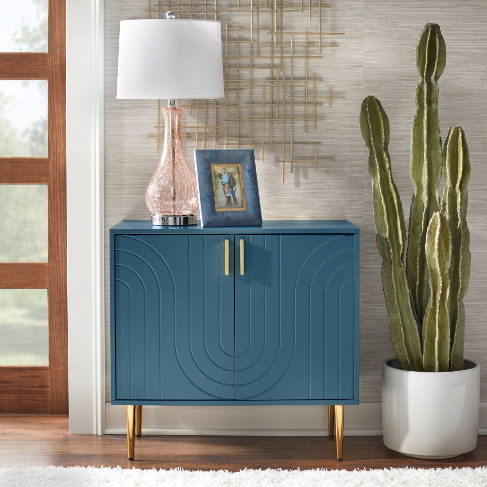 Lifestorey 2 Door Tabaria Mid Century Modern Buffet Midnight Blue