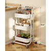 Itopfox 3-Tier Rolling Utility Cart with Lockable Wheels & Handle, Multifunctional Storage Shelves for Kitchen, Office, Living Room in White - 2 of 4