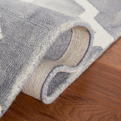 Grey and Ivory Hand-Tufted Wool 4' x 6' Area Rug