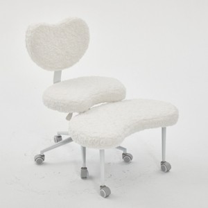 TopComfy Accent Chairs Artificial rabbit hair Meditation Chair Plus Cross Legged Chair with Wheels ADHD Chair for Bedroom, Beige, 36.2"*27.9"*41.3" - 1 of 4