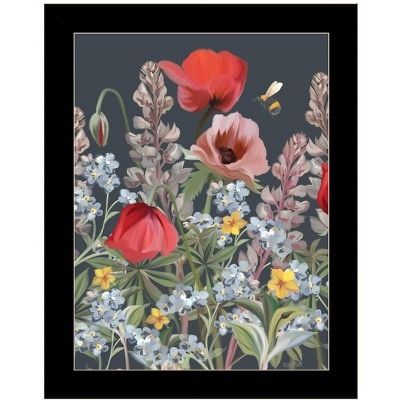 HomeRoots Summer Garden Buzz Black Framed Print Wall Art