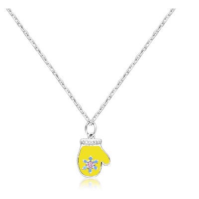 Chanteur Hypoallergenic Kids Jewelry Accessories Mittens Yellow Crystal White Gold Palladium Plating Necklace Pendant