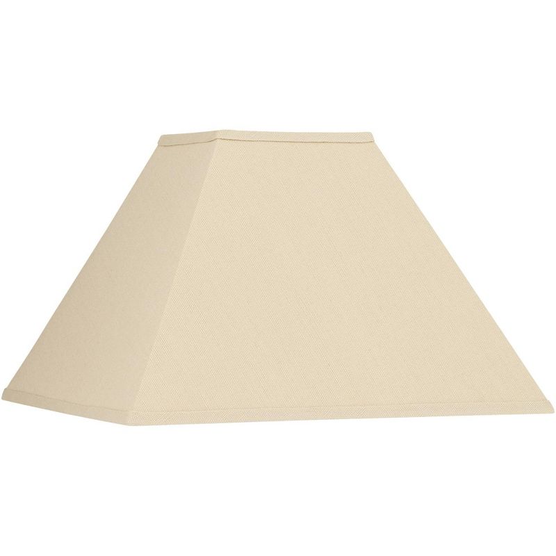 Brentwood Beige Linen Medium Square Lamp Shade 6" Top x 16" Bottom x 12" Slant x 10" High (Spider) Replacement with Harp and Finial, 1 of 10