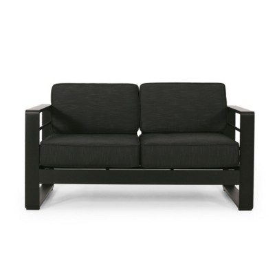 Outdoor Patio Loveseat Sofa with Cushions and Sturdy Aluminium Frame, All-Weather 2-Seat Sofa for Porch, Garden, Deck, or Backyard-The Pop Home