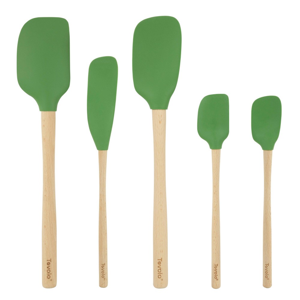 Tovolo 5pc Silicone/Wood Flex Core Spatula Set Pesto