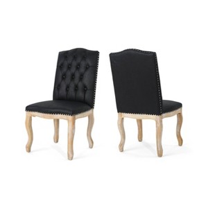 Set of 2 Delavan Traditional Upholstered Dining Chair Black - Christopher Knight Home