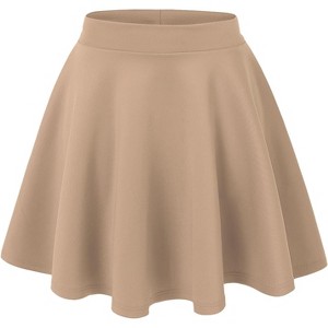 Women's Stretch Flared Skater Skirt - Basic Versatile Mini Style (XS-3XL Plus Size Available) Wb211_khaki - 1 of 4