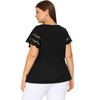 Agnes Orinda Women's Plus Size Crew Neck Lace Panel Short Sleeve Elegant Work Packs Blouses - 4 of 4