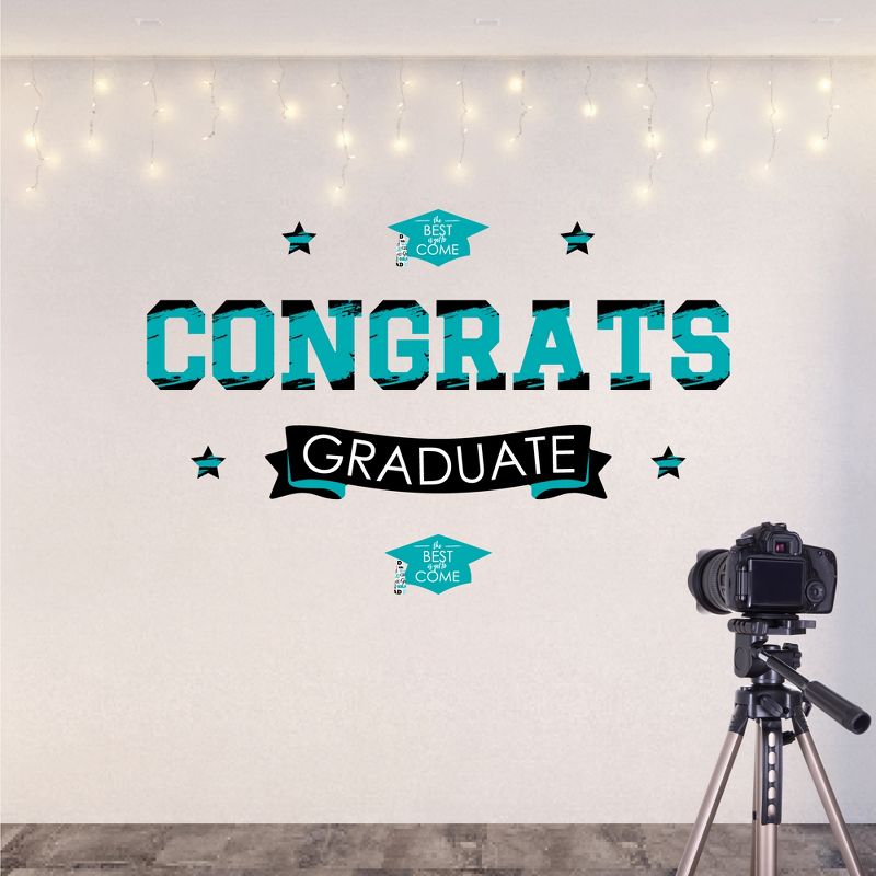 Big Dot of Happiness Teal Graduation Party Photo Backdrop - Wall Decals, 6 of 9