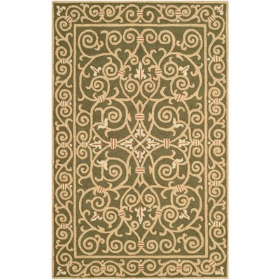 Chelsea Hand Hooked Light Green Wool Floral Area Rug