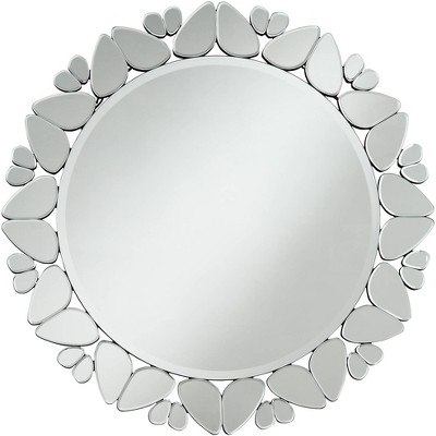 Possini Euro Design Possini Euro Veneto Cut Glass Pattern 32" Round Wall Mirror