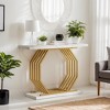 Hommoo 40 Inch Modern Console Table with Faux Marble White - 3 of 4