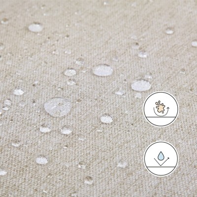 Beige Performance Fabric Square Storage Ottoman with USB Port