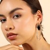 SOHI Women's Black  Teardrop Chain Drop Earrings - 3 of 3