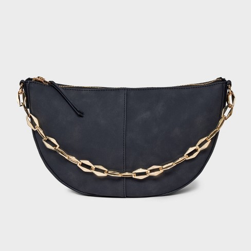 Slouched Half Moon Shoulder Bag Universal Thread Black