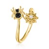 Ross-Simons 0.70 ct. t.w. Black Spinel Spider Bypass Ring With Single Lab-Grown Diamond in 18kt Gold Over Sterling - 3 of 4