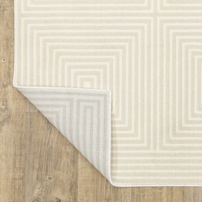 Ivory Geometric Rectangular Synthetic Area Rug 5'3" x 7'6"