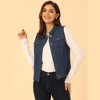 INSPIRE CHIC Women's Buttoned Washed Denim Vest with Faux Chest Flap Pockets - 2 of 3