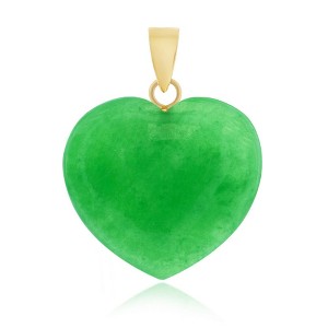 Classic Gold 14K Yellow Gold, Jade Heart Pendant - 1 of 2