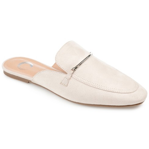 Journee Collection Womens Ameena Slip On Square Toe Mules Flats Beige 7 ...