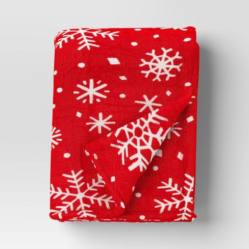 Christmas Snowflake Printed Plush Throw Blanket Red Wondershop Target