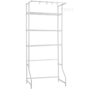 VEVOR Over Washer and Dryer Storage Shelf, 3 Tiers Laundry Room Drying Rack with Hanger Rod and Hooks, Single Row Washer Shelves Space Saver,White - 1 of 4