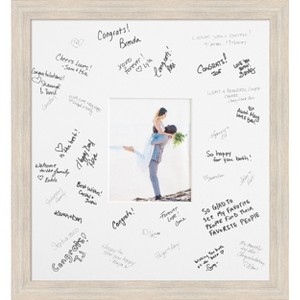 Hardwood Signature Mat Picture Frame – Guest Book Alternative for Weddings, Graduations, or Retirement – Autograph Photo Mat for Signature Board - 1 of 4