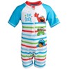 Sesame Street UPF 50+ Sunsuit, Raglan Rash Guard and Swim Trunks 3 Piece Swimsuit Set - 3 of 4