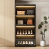FUFU&GAGA Black 4-Door Closet Cabinet Glass Display Cabinet with Motion-Activated LED Light  Bookshelves Pantry - 4 of 4