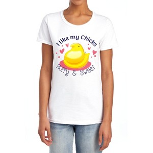 Easter I Like My Chicks Fluffy and Sweet Women's T-Shirt White - 1 of 4