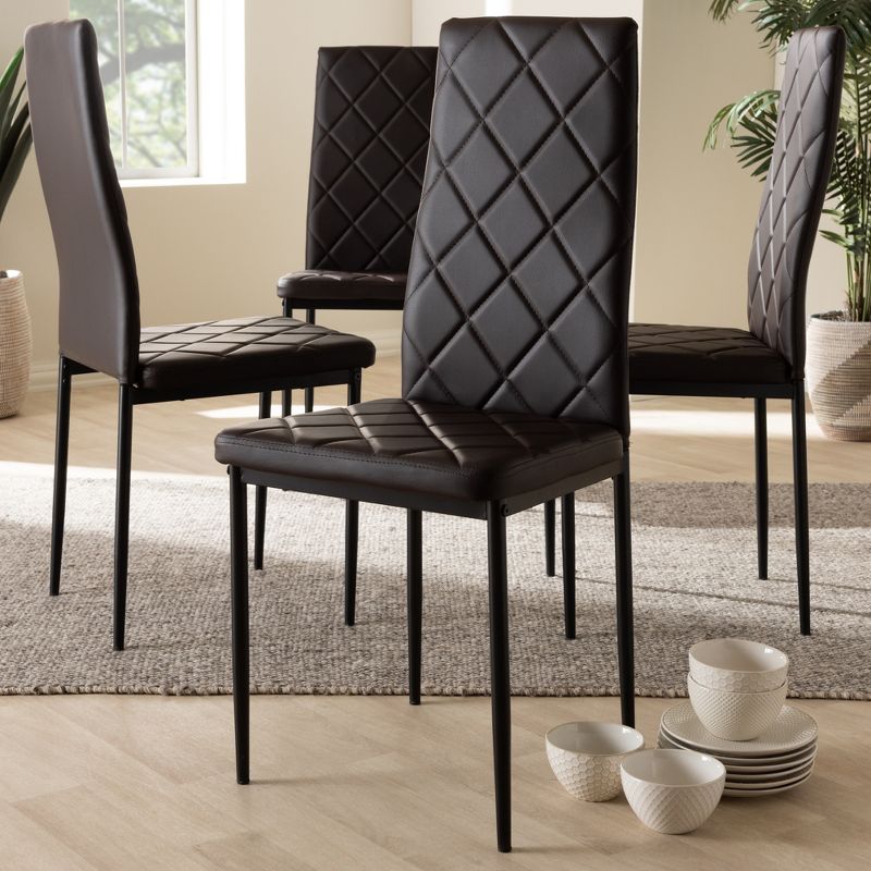 Set of 4 Blaise Modern and Contemporary Faux Leather Upholstered Dining Chairs - Baxton Studio, 4 of 7